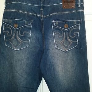 Departed Bolsa Ave. Distressed Zip Embellished Jeans